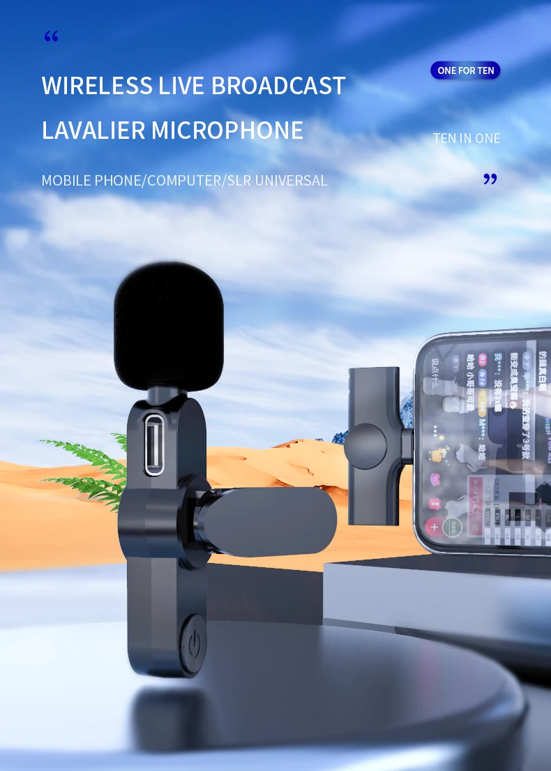 2in 1 Dual K35 Collar Live Mini Lapel Mic K 35 Podcast Lavalier Usb 3.5MM Wireless Microphone for Mobile Phone Teachers Camera