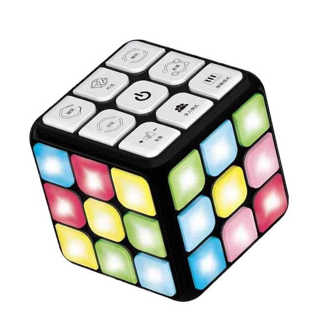 QS Toy 4 IN 1 Electronic Game Cube Memory Brain Training Toy Changeable Color Led Plastic Magic Puzzle Cube For Kid