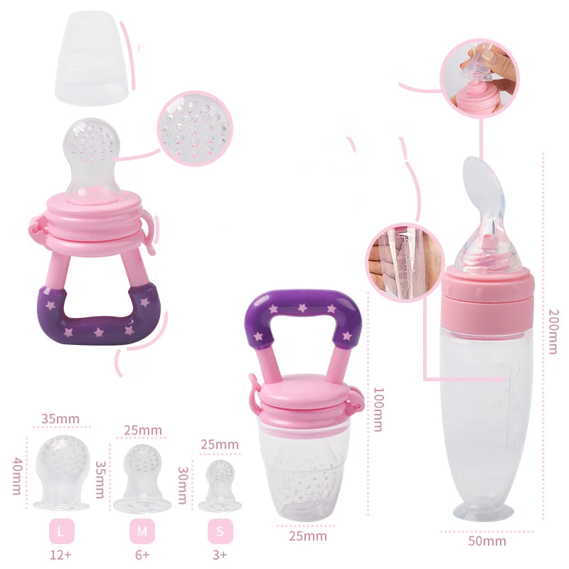 BPA free baby fruit feeder pacifier infant fruit teething toy silicone squeeze food dispensing rice Paste Bottle Feeder