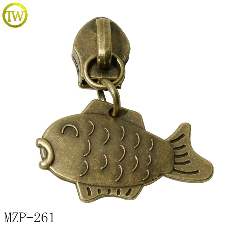 Zipper manufacturer made handbag puller type custom gold logo zipper head #5 metal puller tags for boot