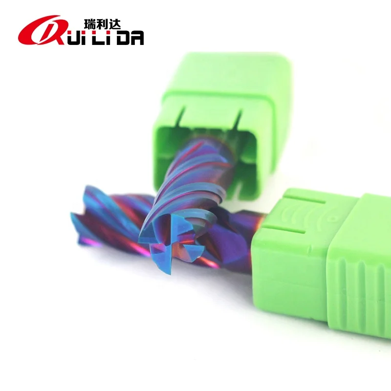 RLD 2020 famous high hardness carbide cutting tools blue naco coating flat end mills 4 flutes
