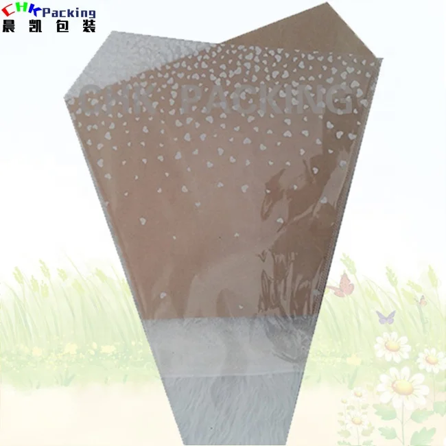 CHK packing grad  burbberry long  hello kt flower wrapping plastic opp cone triangle bag sleeves