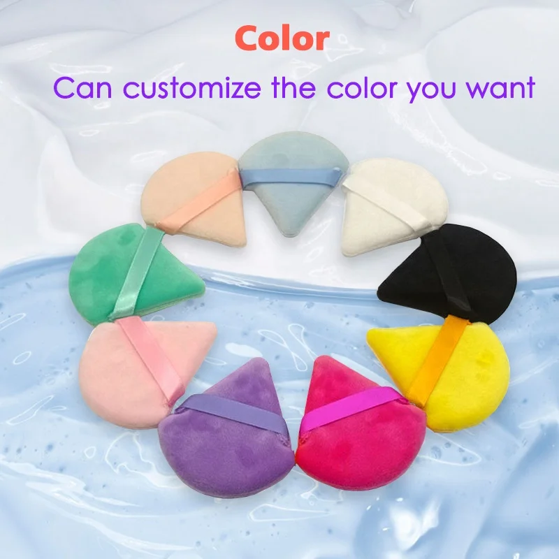 Powder Puff Triangle Cosmetic Makeup Loose Custom Private Label Logo Flocking Cotton Powder Puff