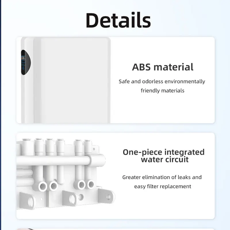 600 GPD Tankless 0.0001 Micron Under Sink Water Filtration RO System Reverse Osmosis water purifier