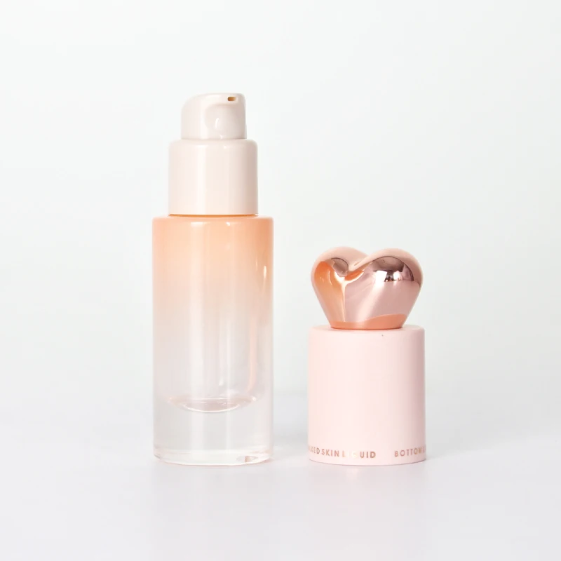 15ml High quality thick bottom cylinder glass bottle with heart decoration pump