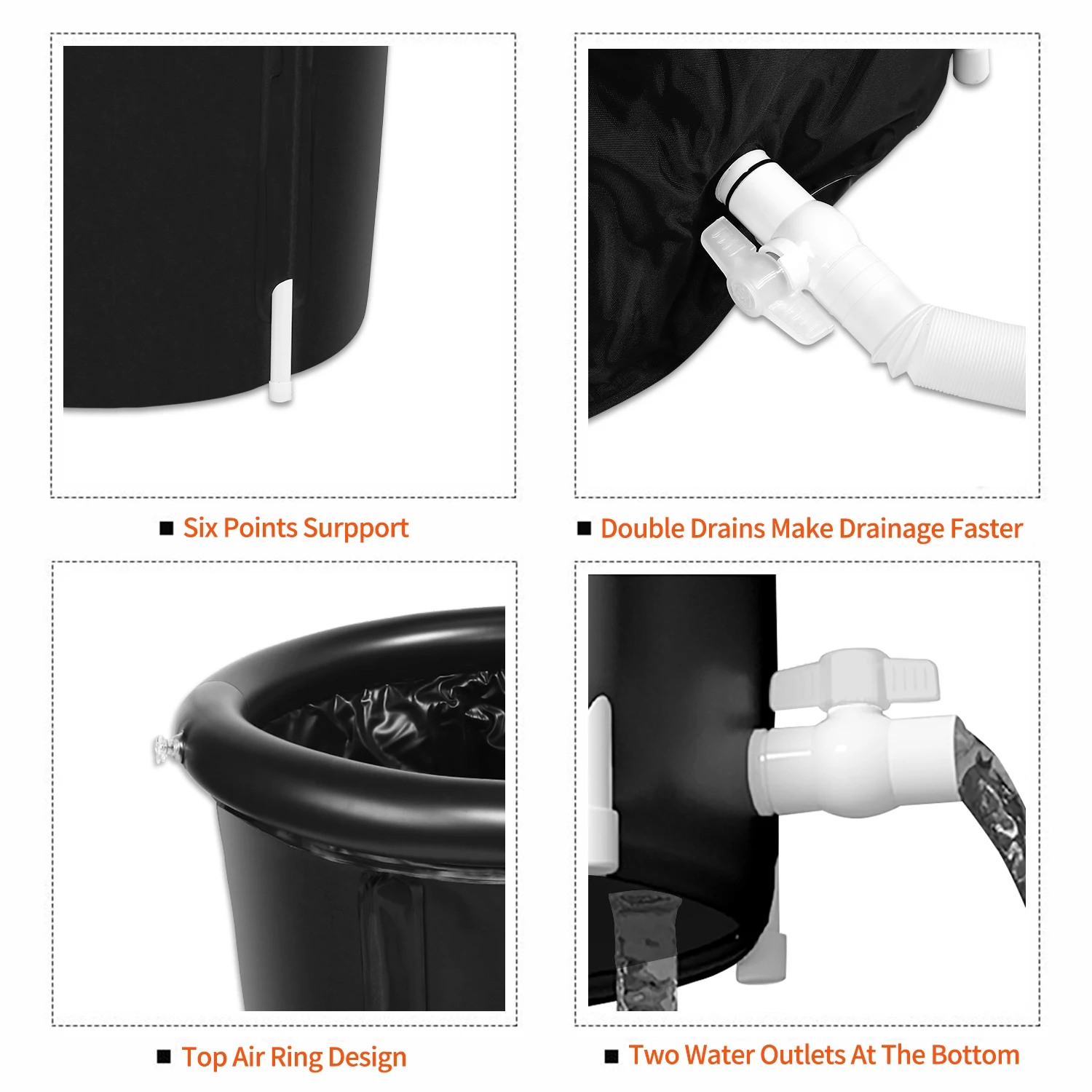 Customized LOGO Wholesale Factory Price High Quality Outdoor Ice Soaking Big Portable PVC Inflatable Folding Adult Ice Bath Tub