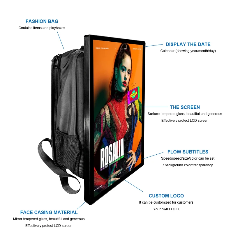 Factory Cheap Lcd Backpack Advertising Human Walking Digital Billboards