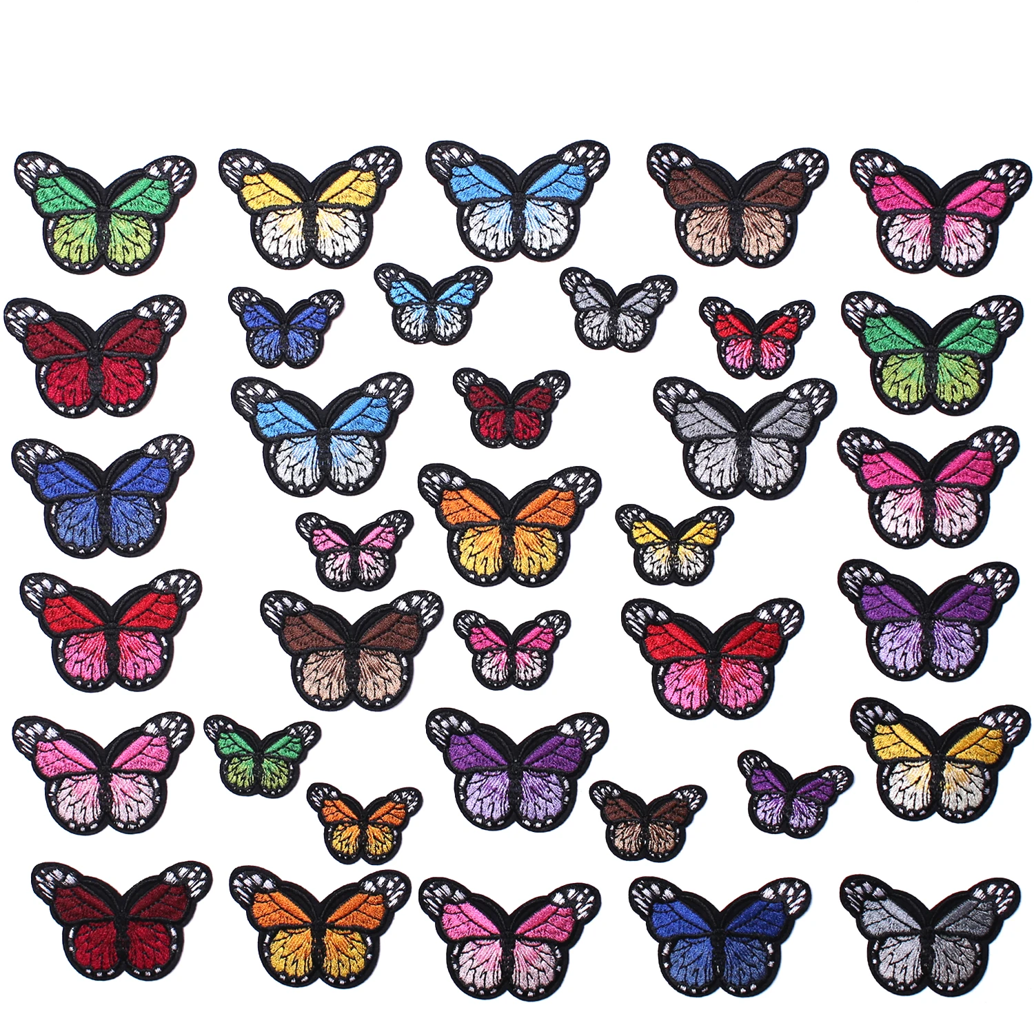 Set of 36 PCS beautiful butterfly in stock Different Types Iron On Embroidered High Quality Embroidery Patches For Clothing