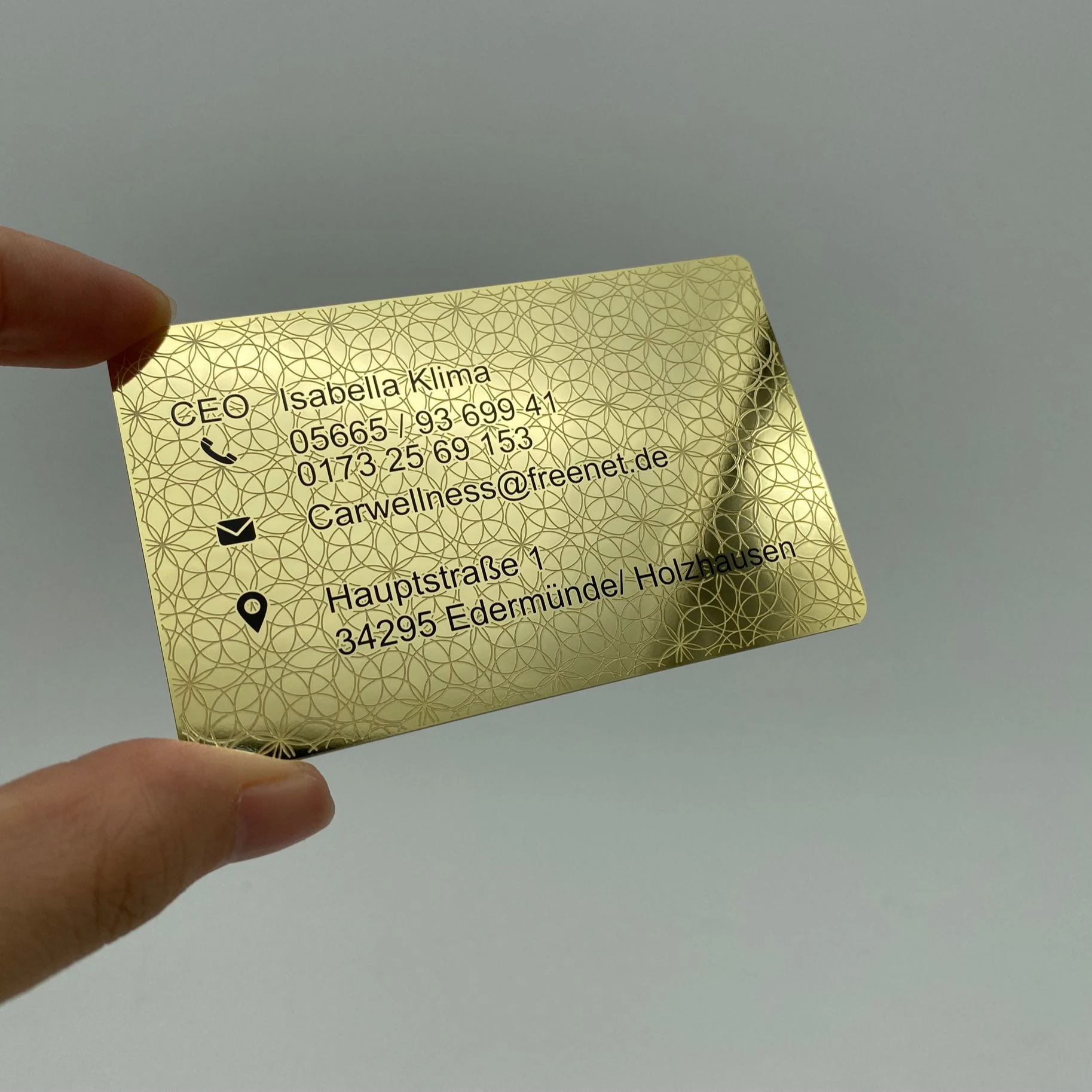 DU Business metal mirror with beautiful texture metal cards