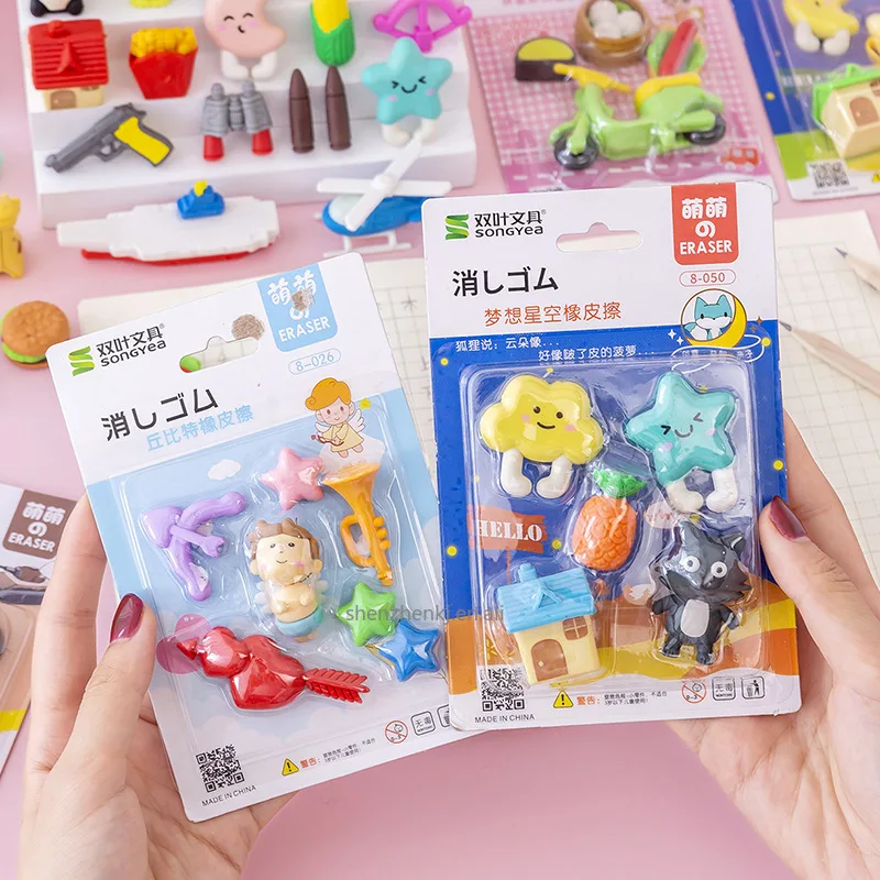 Hot Sell ute Kawaii Student Stationery School Office Supplies Children Eraser for Kids Gift Creative Pencil Rubber Eraser