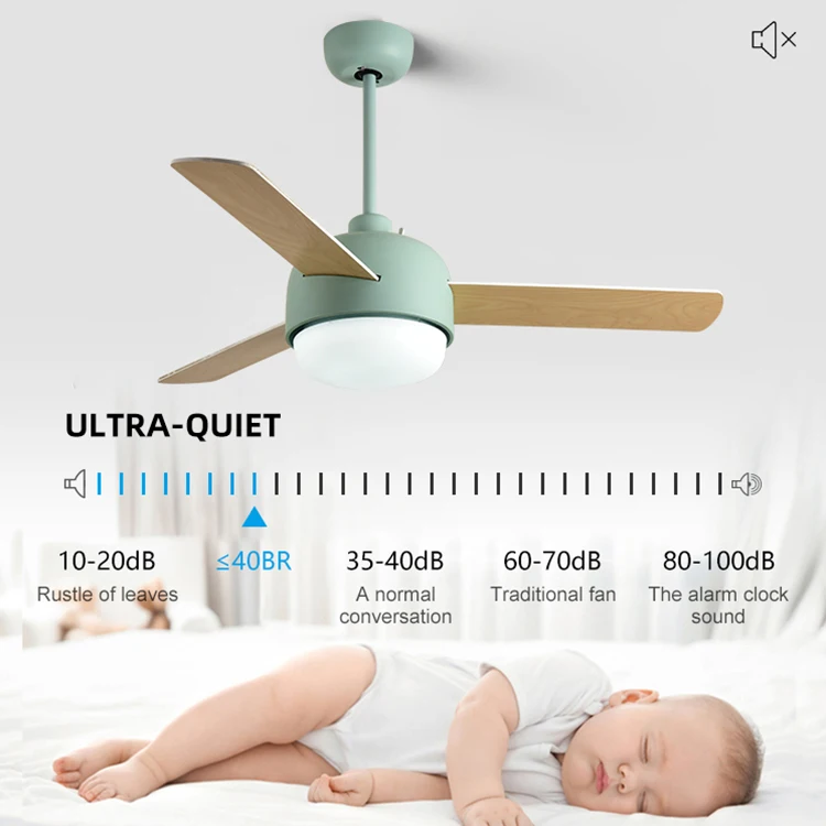 Energy Saving 44inch 3 Speeds Remote Control AC Motor 24W Led Ceiling Fan With Light