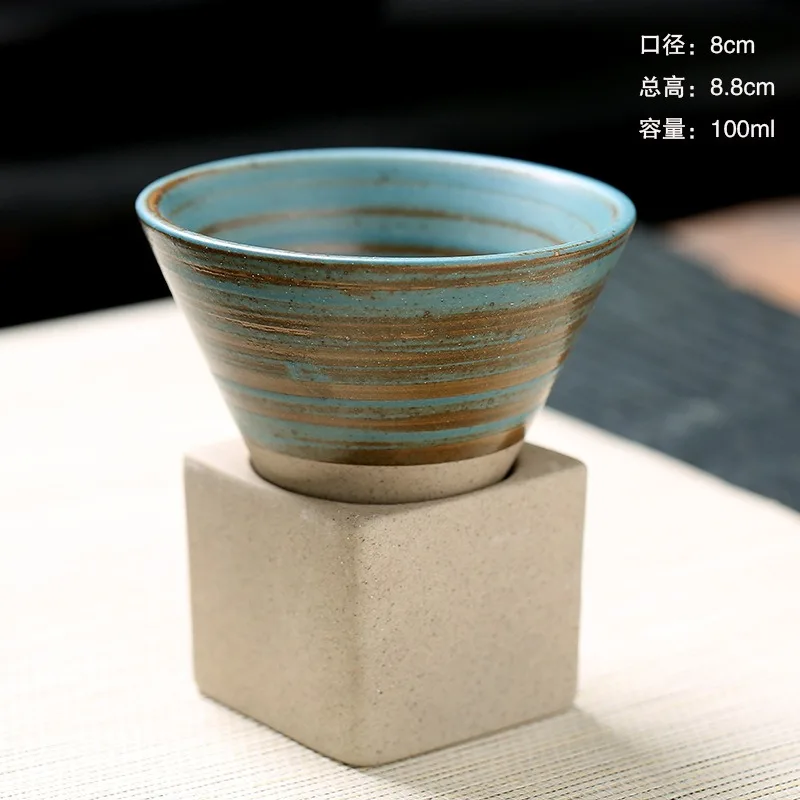 Ready to Ship Unique Stoneware Tea Cup Funnel Shaped 100ml Ceramic Espresso Coffee Cup Set