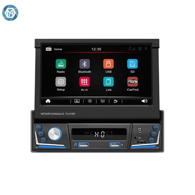 Universal Car DVD Player 7 Inch 1Din Car Radio Retractable Screen Single Din Car MP5 Player Auto Electronics 9606