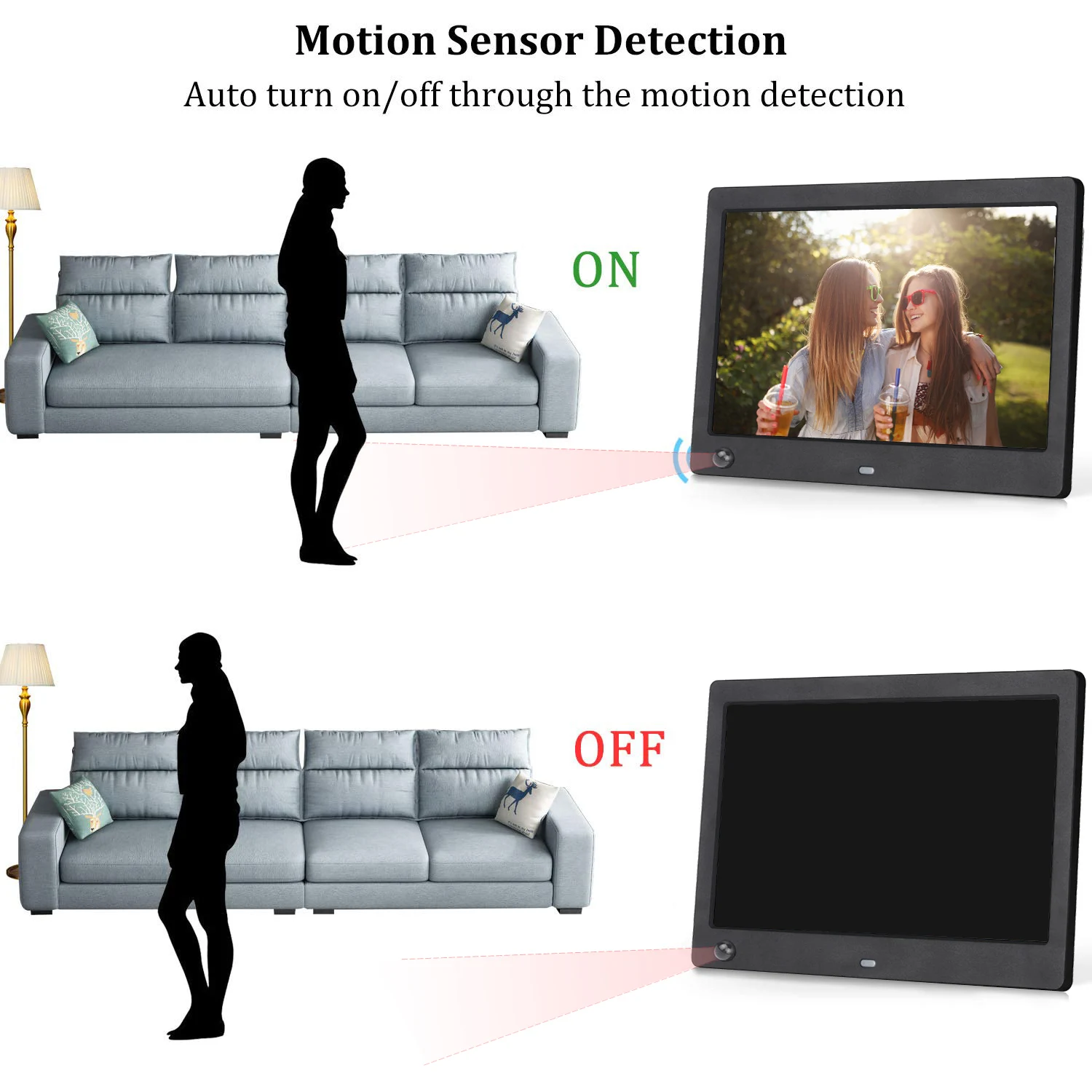 Hot Sale 1280x800 Wall Mount Motion Sensor HD Display 12 inch Digital Photo Frame