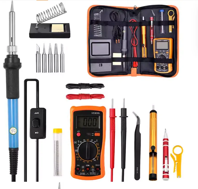 Adjustable temperature switch soldering iron 60W soldering iron 19 in 1  soldering multimeter tool kit