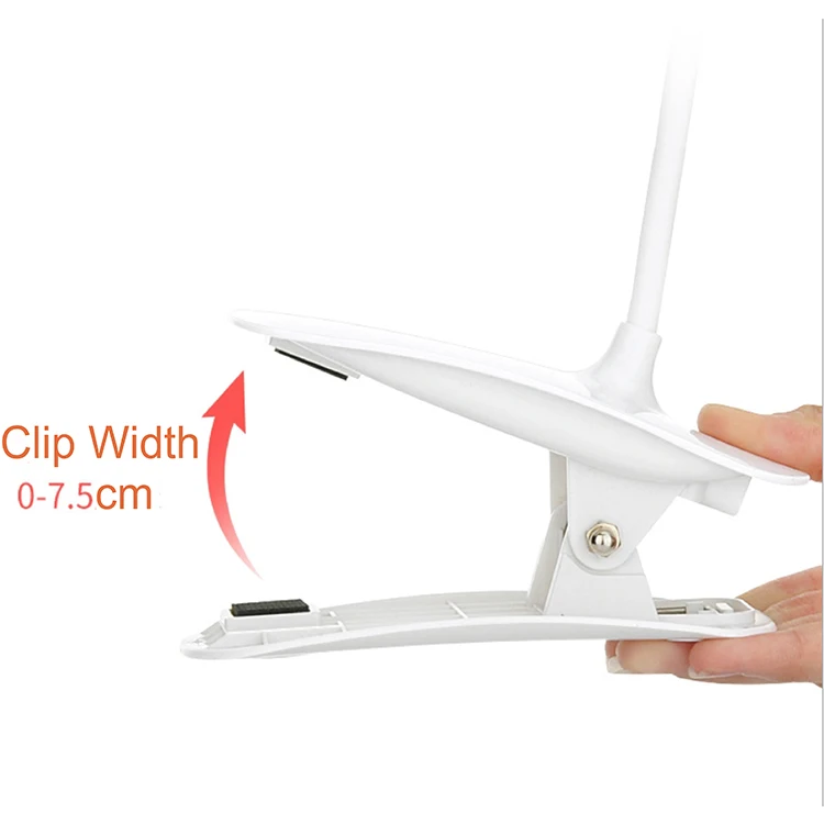 1200mAh lithium battery powered clip on led light USB luminolite modern clip light for bed with round head