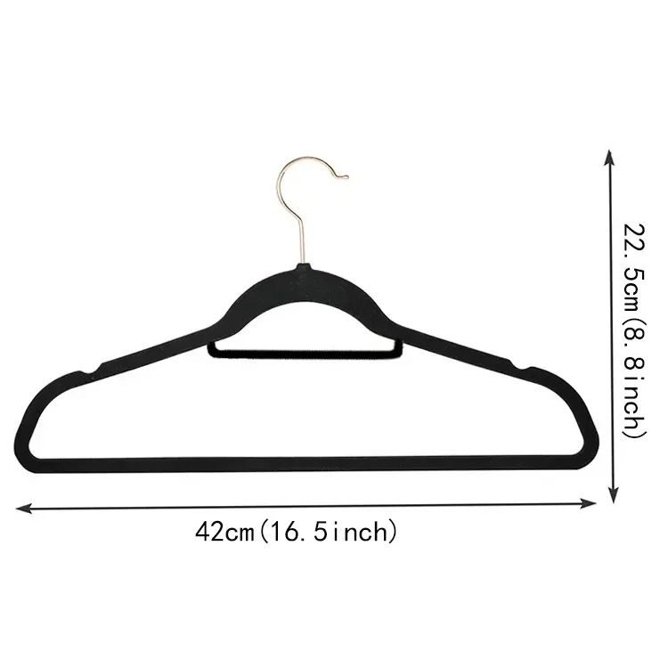 Velvet Pants Coat Hangers Luxury Black Velvet Felt Non Slip Clothes Classic Hangers Ultra Slim Saving Space