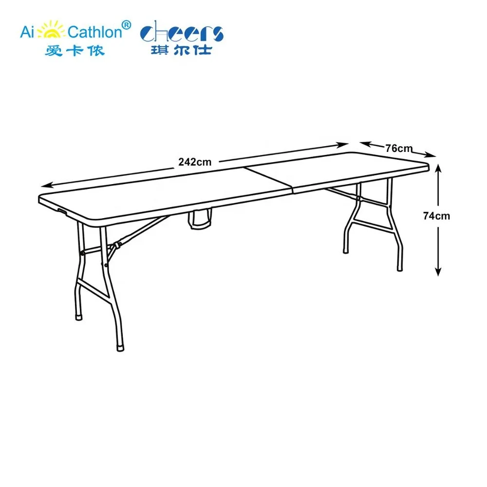 Быстрая доставка, 8 футов, пластиковый складной стол для банкетов, прямоугольный стол для бистро
