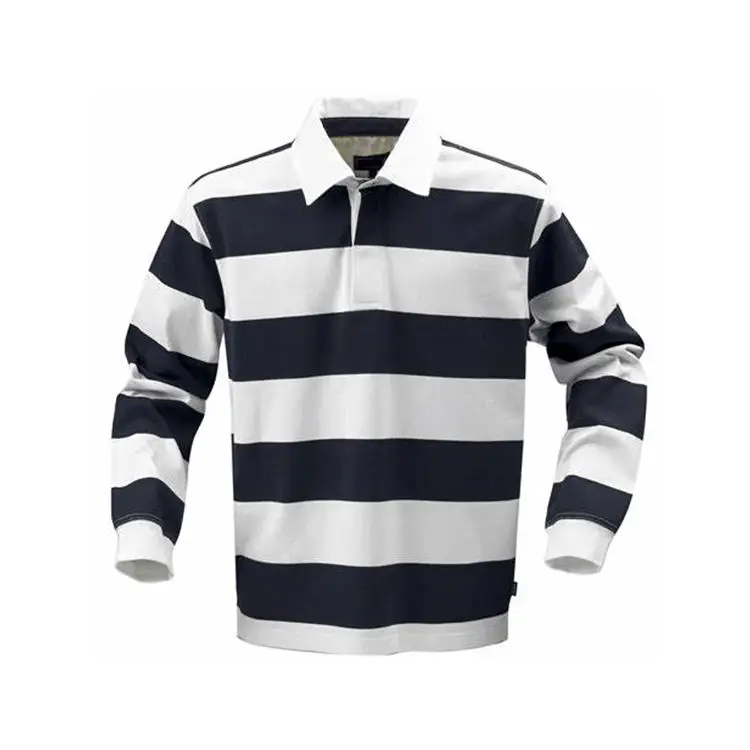 B17 Striped Long Sleeve Rugby Polo Custom Made Heavy Weight Unisex Football Jersey Quick-dry Rugby Polo Men Women