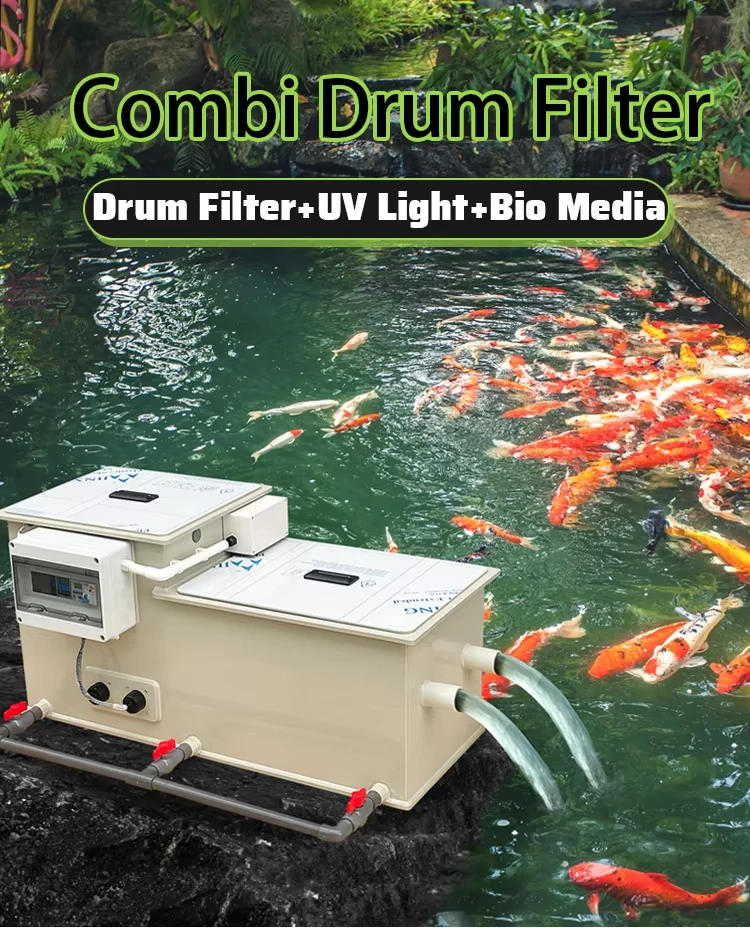Hot Sale Whole Set Drum Filter For Koi Pond Aquaculture Aquarium Fish Pond Micro Drum Filter Koi Filter System 50000Ltr