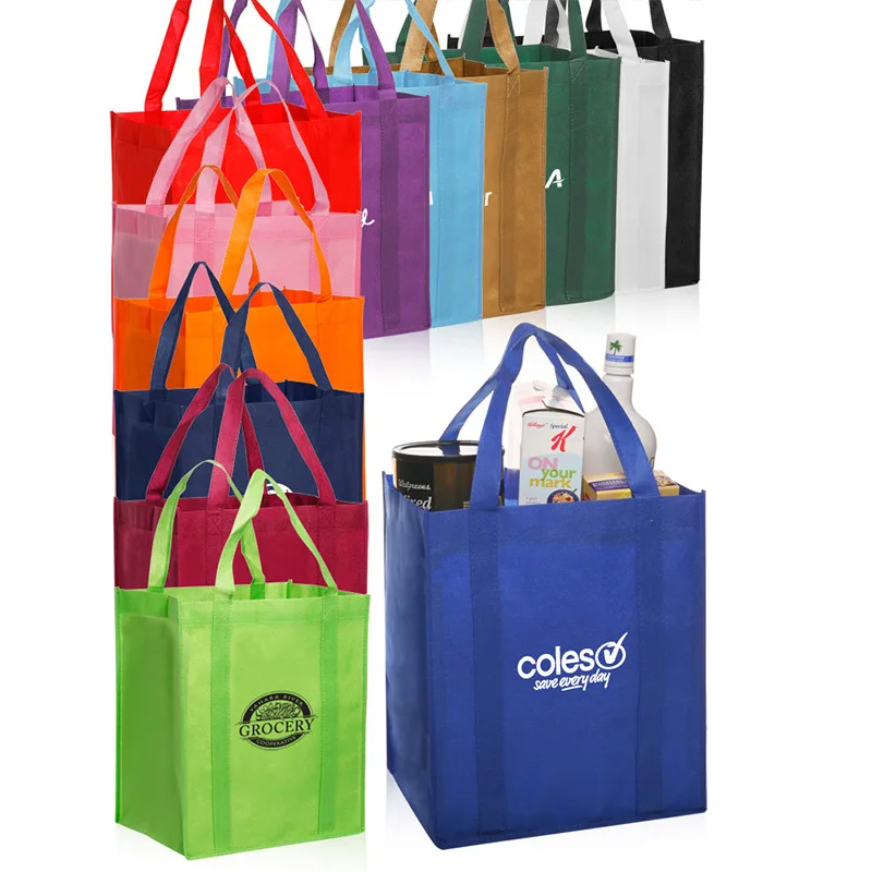 Custom reusable nonwoven shopper non-woven polypropylene foldable tote carry bag for shopping heavy cheap non woven grocery bags