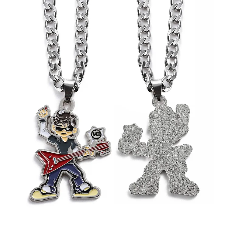 Custom metal men fashion jewelry cool boys personalised music guitar rock necklaces
