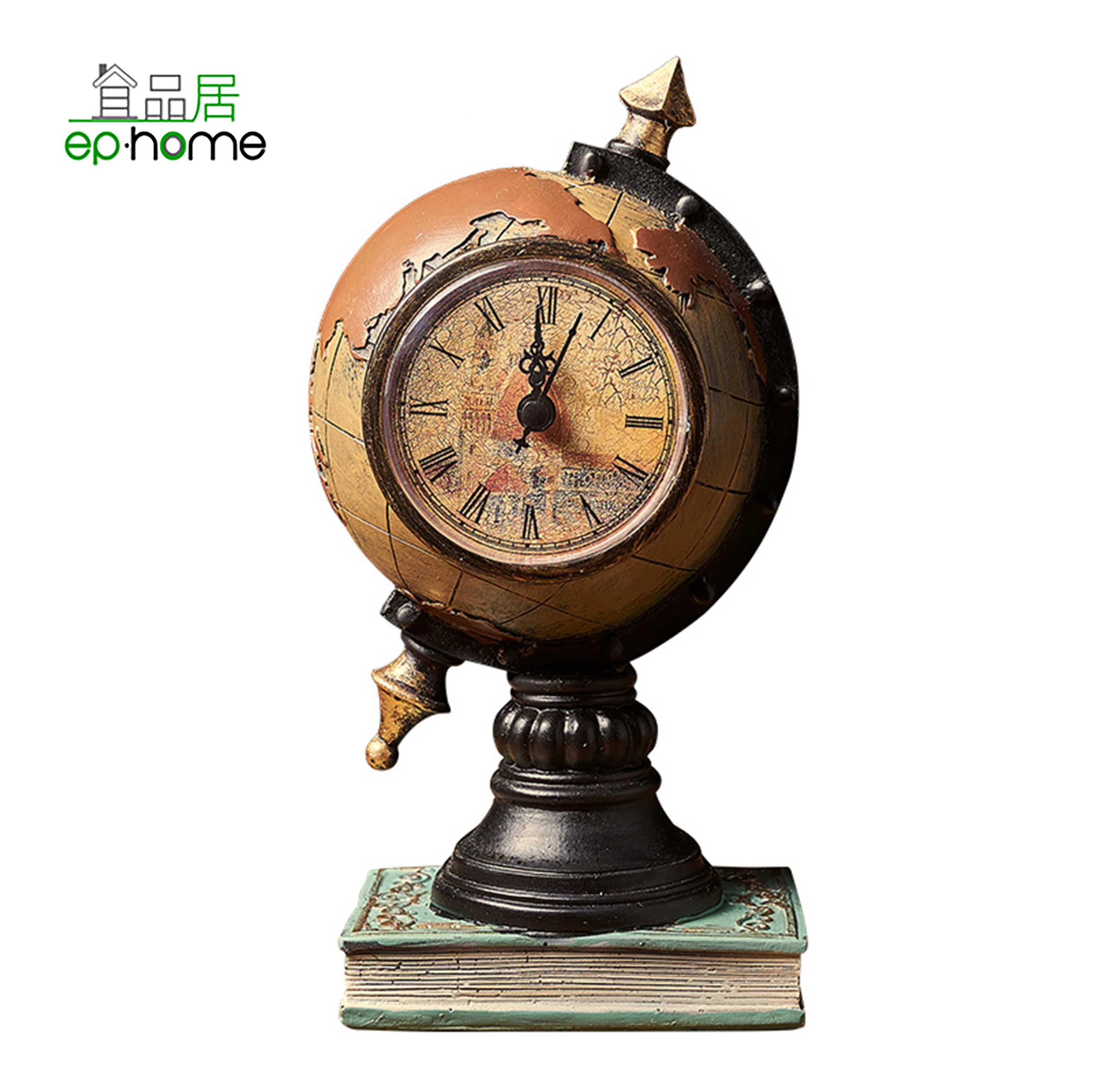 Home Decoration Ornaments Modern Creative Retro Violin Clock Classic Resin Statue Living Room Coffee Shop Ornaments Office Desk