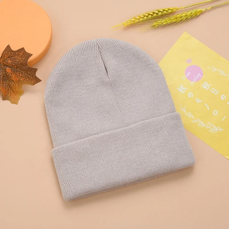 
 High Quality Winter Plain Custom Logo Beanie Hat 100% Acrylic Warm Knitted Winter Beanie  