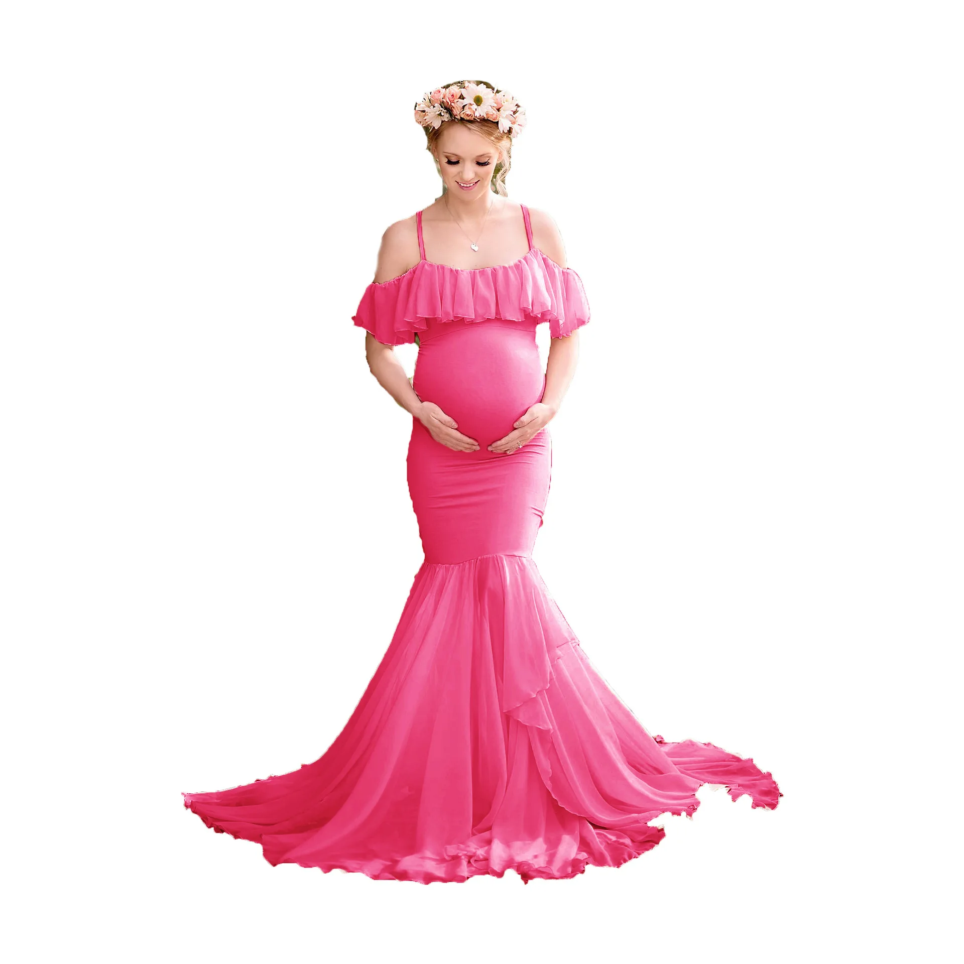 Wholesale Sexy Sling Big Drag Maternity Photoshoot Dress Pregnant Women Maxi Dresses