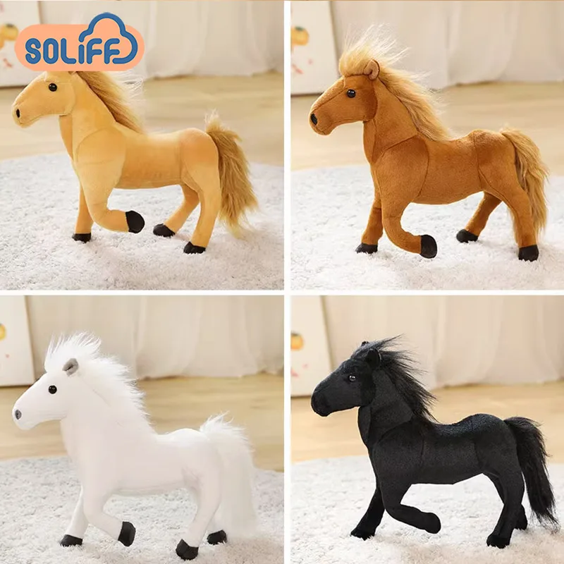 Simulation Horse Toys Lifelike Horse Animal Plush Stuffed Toy