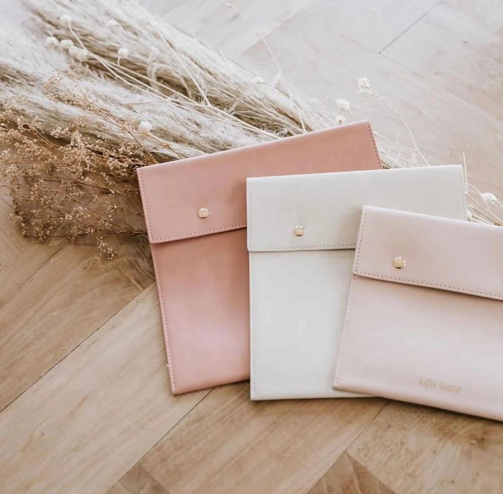 Fashion  envelop leather pouch with button closure/leather watch pouch