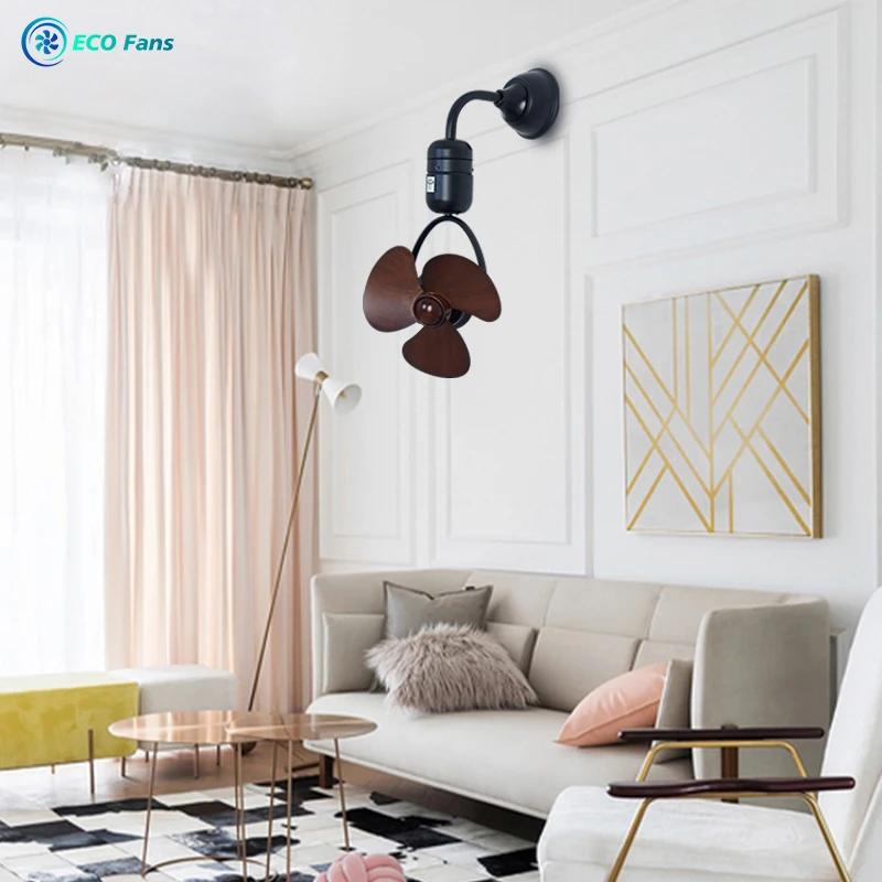 ECO 12 Inch Moving Head Small Ceiling Fan  Mini Corridor Study Kitchen bar Wall-mounted with Remote Control