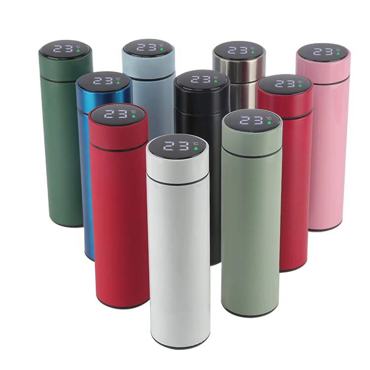 Ailingalaxy 500ml open smart water bottle with straw labels stainless steel