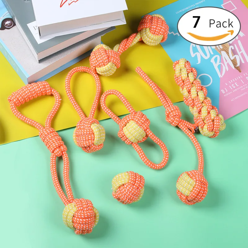 Wholesale Pet Supplies Dog Cotton Rope Toys Teeth Cleaning Dog Biting Rope Ball Combination Set Pet Chew Toys