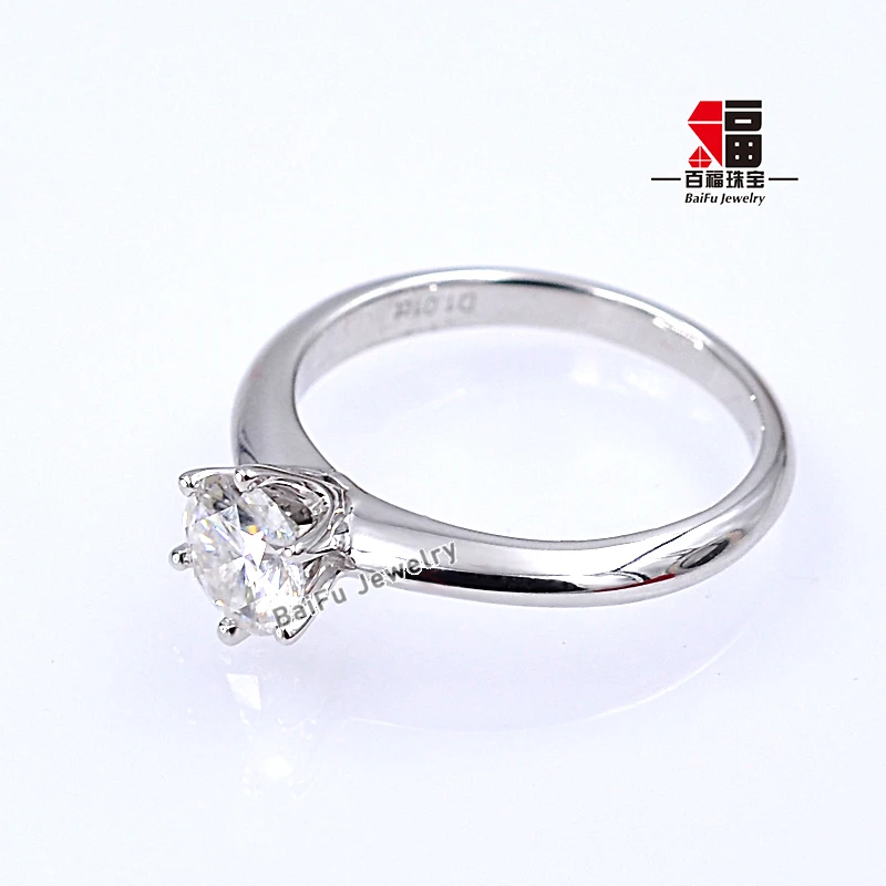 Baifu Jewelry 1CT classic 6 claw moissanite 18K gold ring