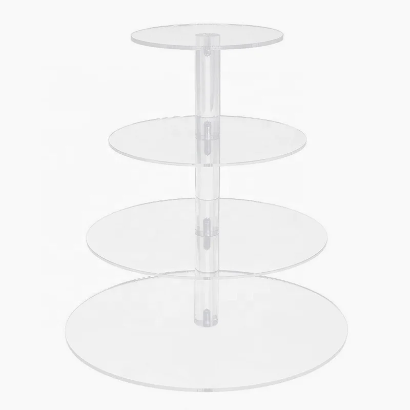 Acrylic Party Birthday Bakery Cake Tower Display 4 Tiers Clear Cupcake Stand For Wedding