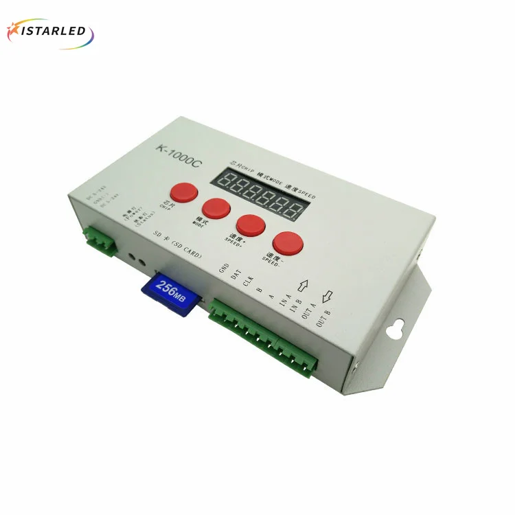 sd card one port lededit k-1000c spi ws2811 ucs1903 sm16703 5-24v dmx512 rgb rgbw pixel led controller