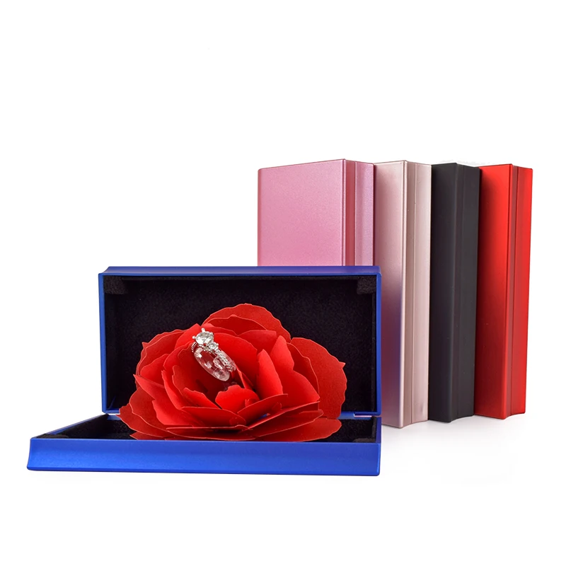 Индивидуальный Логотип романтическая роза цветок резиновая краска обручальное Ювелирное кольцо упаковочная коробка
