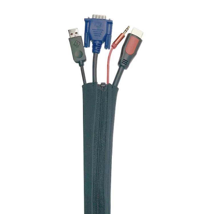 Custom Sizes Neoprene Cord Organizer Flexible Cable Sleeve Wrap Covers Wire Cable Management Sleeve