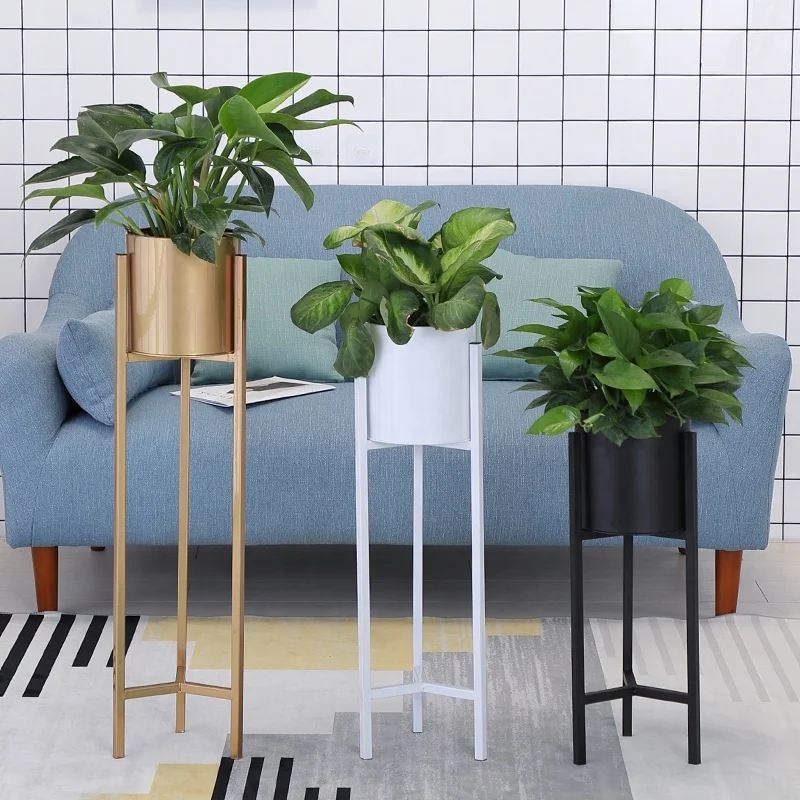 2021 White Color Nordic Style Metal Plant Stand Iron Plant Pots  Stands Outdoor Indoor Flower Stand Pot For Home Garden