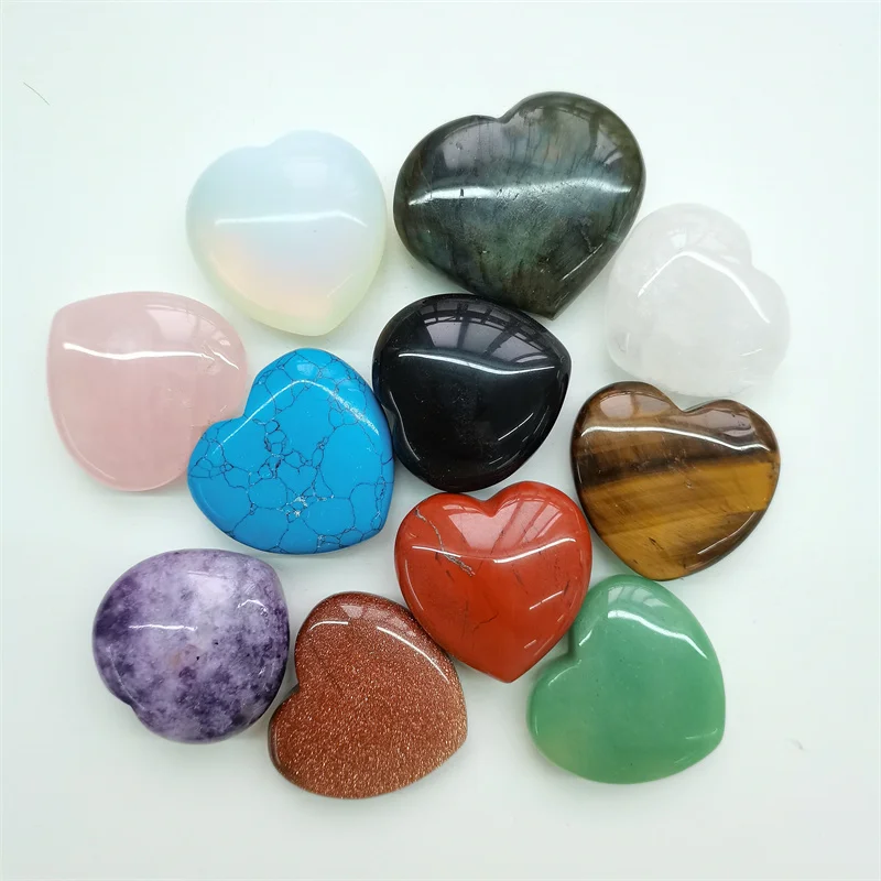 Wholesale Handicraft Healing Stones Natural Rose Quartz Green Aventurine 4cm Crystal Heart for Decoration and Collection
