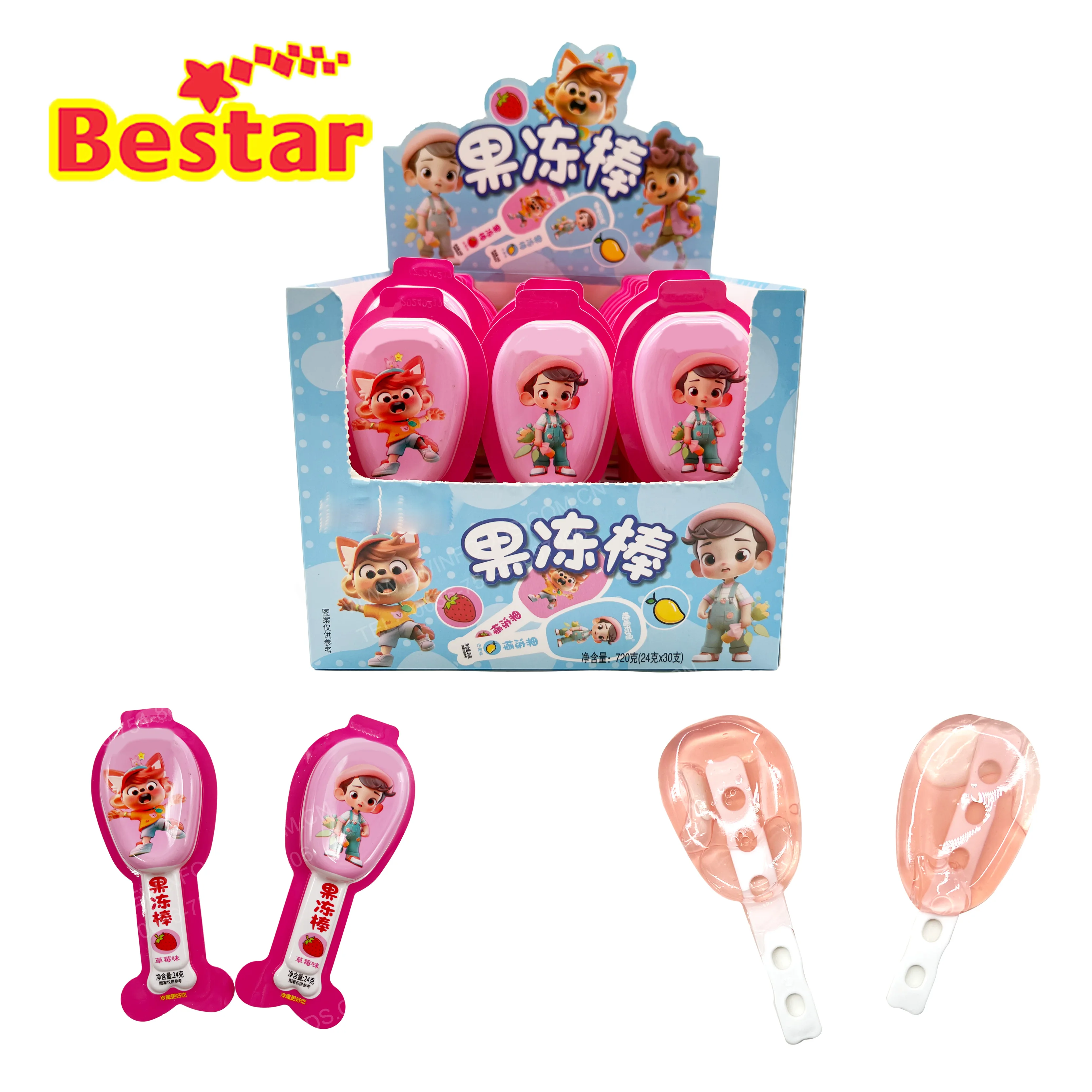 Fruity Jelly pudding pop strawberry jelly pudding lollipop with jelly candy for wholesale