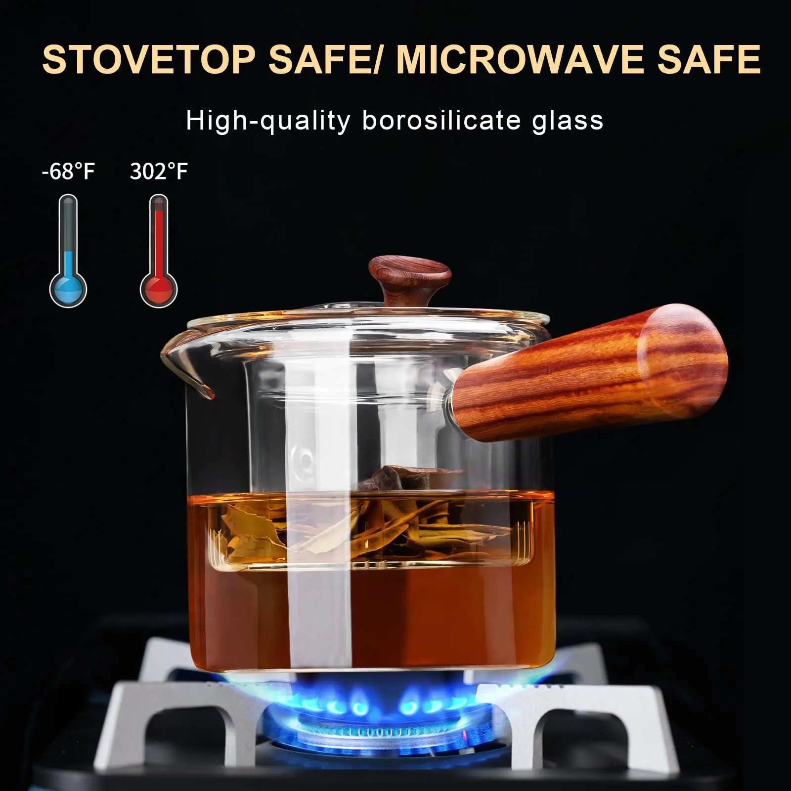 Glass Tea Ware Teapot With Infuser And Cup Mini Bamboo Handle Glass Teapot