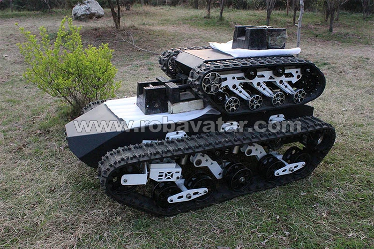 Rubber Robot chassis electric tracked vehicle with platform 