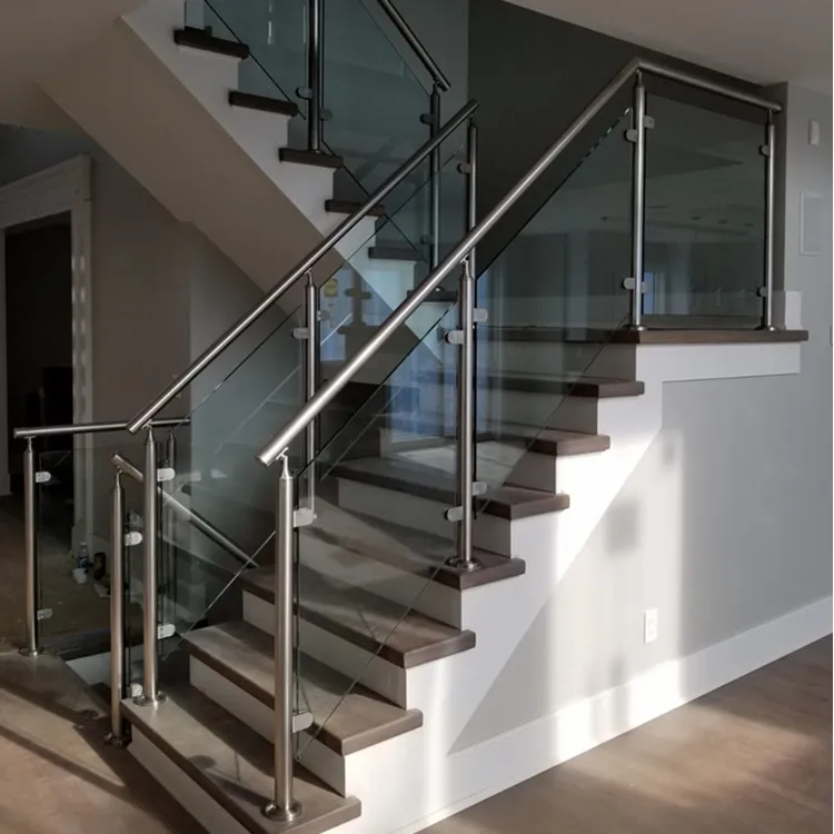 Modern Stainless Steel Outdoor Glass Railing System Glass Balustrades Handrail Post for Hotel Balcony