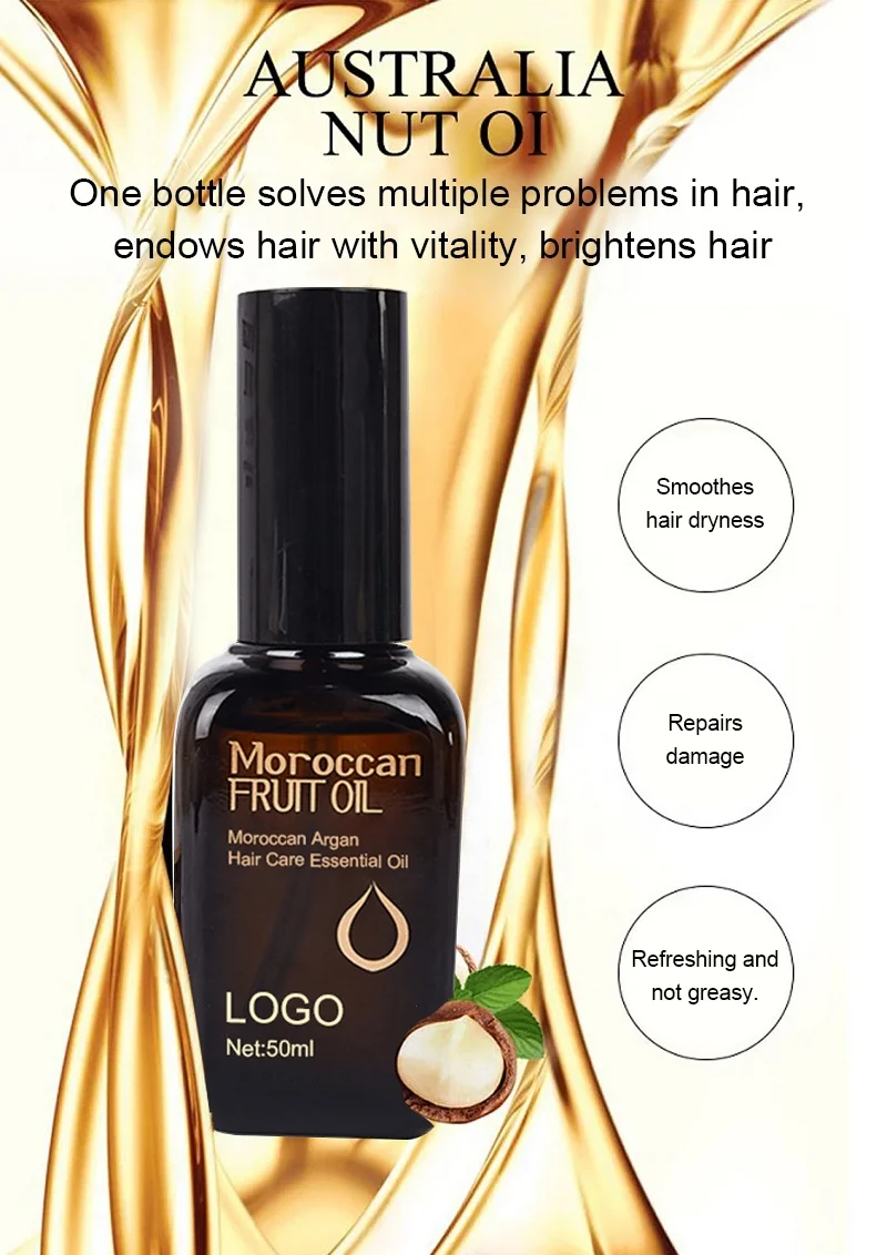 Private Label 50ml Moroccan Argan Oil Daily Use Essential for Frizzy Hair Natural Regrowth Luxuriant Repair Nourishing Home Use