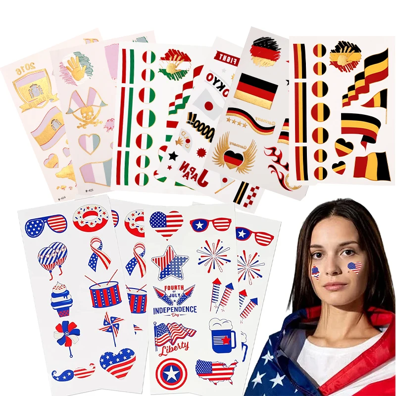 OEM Football Fans Face Tattoo Sticker World Cup National Flag Body Arms Temporary Sticker