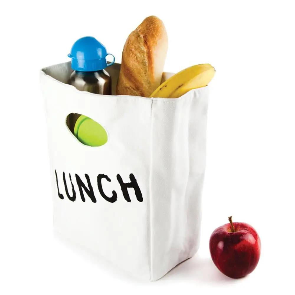 Cotton Canvas Lunch Box Insulation Bag Picnic Bag Simple Letter Type Large Capacity Multi-Purpose Cloth Bag Foods Organizer