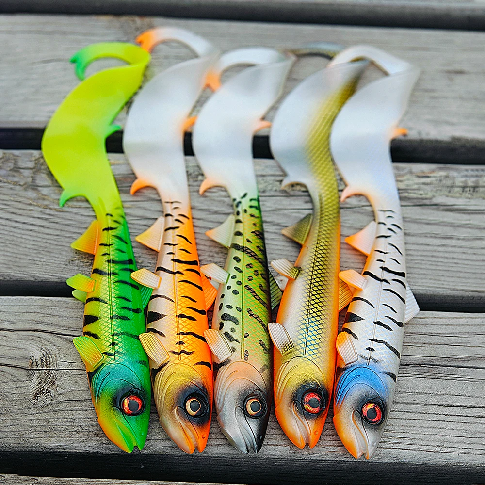 Spinpoler Firebomb Soft Fishing Lure Swimbait 17.5cm 22cm Long Wavy Tail Big Pike Bait Grub Seductive Swimming Action Rig Jig