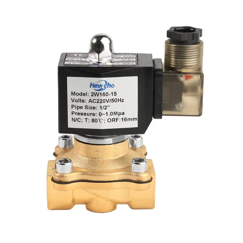 
2 Way 220V normally closed diaphragm 2W160 15 water brass Direct Acting solenoid valve 